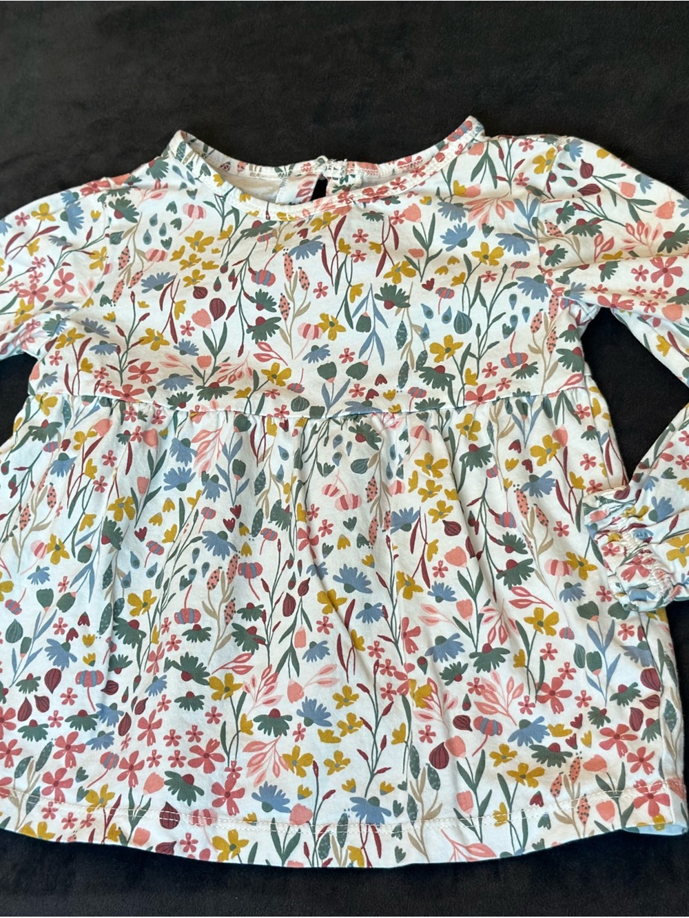 Carter's Long-Sleeve Floral Peplum Top - White with Multi Flowers